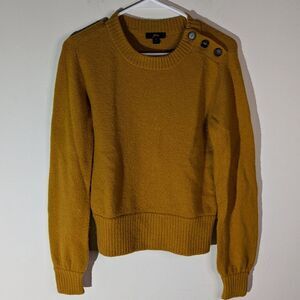 J. Crew Mustard Yellow Wool Alpaca Blend Button Sweater